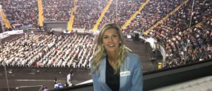 Christine in front of stadium