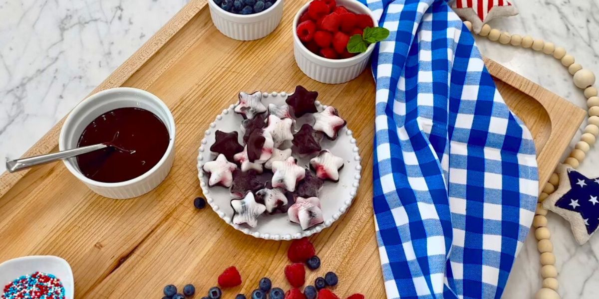 Red, White, and Blue Vegan Ice Cream Bites - Christine Avanti