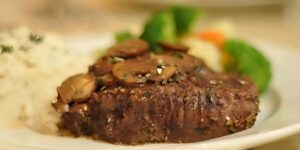 Organic Filet Mignon with Rosemary-Garlic Mushrooms-Plus Herbed Mashed Potatoes