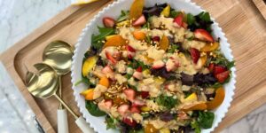 Peachy Green Salad with Toasted Pine Nuts