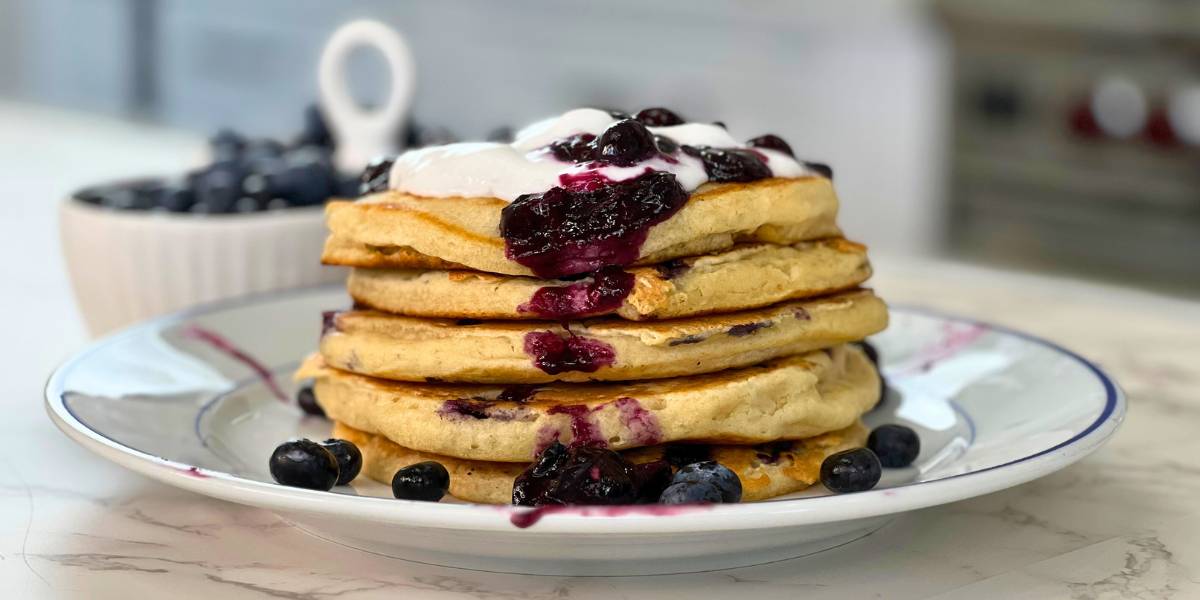 Fluffy Vegan Blueberry Pancakes - Christine Avanti